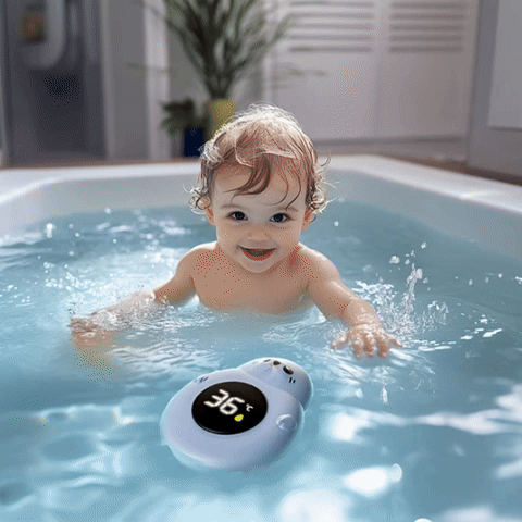 Thermomètre bain bébé SécuriTemp en action - démonstration animée