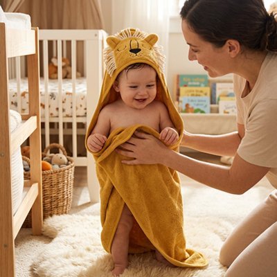 cape de bain bébé douce et absorbante